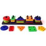 RAINBOW RIDERS Long Shape Stacker Puzzle Game For Kids Boys Girls Age 2,3,4,5,6,7,8 Yrs.- Geometric Shapes Circle, Triangle,Rectangle,Square,Pentagon-Educational Sorting,Plastic Multicolor Toy.