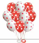 AMFIN 12 Inch (Pack of 50) Red and White Polka Dot Balloons for Birthday Decoration, Decoration for mickey mouse theme party , Baby Shower, 1st Birthday, Anniversary Party, Bachelors Party, Office Party ,Diwali