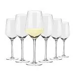 Sipologie Bordeaux White Wine Glass Set of 6 - Hand Blown Lead-Free Crystal Glass, Slim Body, Ultra Thin Rim, Long Stem Wine Drinking Glass - 440ml, Wine Glasses Set of 6