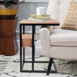 RONAK HANDICRAFTS C Table Sofa Side End Table, C Shaped Table for Coffee Snack Laptop, Industrial Side Table, Beside Bed Sofa Portable Workstation, Metal Frame