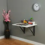 INVISIBLE BED Folding Wall Mounted Study/Computer/Laptop/Office Table with Free Wallshelf (Glossy White)