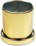 Garden Art Gold Round Planter with Cactus Succulant Home Office Decor Ceramic Flower Pots (4.21 inch)