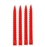 atorakushon Paraffin Wax Smokeless Scented Red Colour Twisted Spiral Pillar Stick Candles Decorations for Living Room Pack of 4