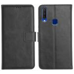 Profov Vivo Y15 Flip Cover Case | Hand Stitched | Shockpooof | Wallet Style Leather Flip Back Cover for Vivo Y15 (Black)