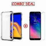 Kite Digital Samsung J4 Plus Transparent Bumper Shock Proof Corner Soft TPU Silicone Flexible Back Case Cover and Premium Tempered Glass Screen Protector