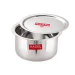 HAZEL Alfa Stainless Steel Tope Patila With Lid Premium Heavy Gauge Round Bottom Boiling Vessels Bhagona Dekchi, 19.5 cm, 1.9 Litre, Silver