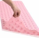 4tens Anti-Slip Bathroom Mat with Suction Cup Floor Shower Bath Mat Silicone Bathtub Mat Pink