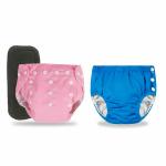 Chinmay Kids Combo of Adjustable Size Baby Cloth Button Diaper Washable/Reusable Nappies for Infants & Baby Swim Diaper Waterproof Reusable Leakproof Adjustable Pool Swimsuit | Blue & Pink