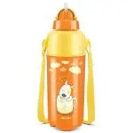 Milton Kool Trendy 500 Kids Plastic Insulated Water Bottle with Straw, 490 ml, Sipper Bottle, Leak Proof, BPA Free, Food Grade, School & Picnic Bottle, Orange