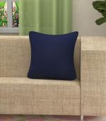 Yellow Weaves Cotton Canvas Decorative Cushion Covers, (16 X 16 Inches), 1 Piece, Navy Blue