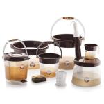 Tedemel Plastic Bucket, Tub & Mug Bathroom Set 9 pcs, Heavy Duty, Large Capacity (Brown)