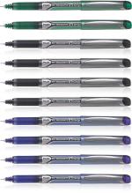 Pilot Hi-Tecpoint V5 Grip Extra Fine Point Liquid Ink Pen | Tip Size - 0.5MM | Dimpled Rubber Grip with Unique Dimple Tip Technology | Ink Colour - 4 Blue, 4 Black and 2 Green | Pack of 10