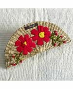 Saanjh Water Hyacinth Hand-Embroidered Kauna Straw Handwoven Clutch