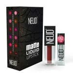NEUD Matte Liquid Lipstick Red Kiss Smudge Proof 12-hour Stay with Free Lip Gloss- 1 Pack