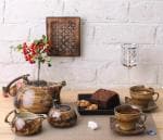 Caffeine Brown Ceramic Tea Sets (Pack Of 15)