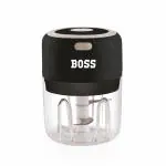 BOSS Mini USB Chopper,250 ml Rechargeable Wireless Chopper for Kitchen, One Touch Operation with Stainless Steel Blades, Black