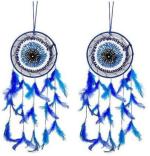 Ryme Blue Evil Eye Dream Catcher Wall Hanging Wool Dream Catcher, 50 Inch (Pack Of 2)
