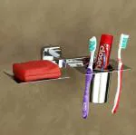 Plantex Silver Stainless Steel 2in1 Soap Holder with Tumbler