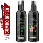 Desi Crew Castor Oil and Rosehip Oil Cold Pressed for Skin, Body and Hair Care 100 ml Each