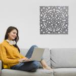 VAS Collection Home Julia Hand Crafted MDF Wood Carving Decorative Square Wall Panel Grey Copper (40.64 X 40.64) Cm (2.54 cm X 40.64 cm, Grey Copper)