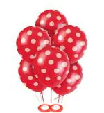 AMFIN 10 Inch (Pack of 50) Polka Dot Balloons for Birthday Decoration, Decoration for Weddings, Engagement, Baby Shower, 1st Birthday, Anniversary Party, Theme Party, Office Party - Red