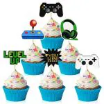 Festiko 60 Pcs Video Game Themes Cake Toppers 6 Styles Cupcake Picks Decorations For Kids Gaming Birthday Fans Party Favors