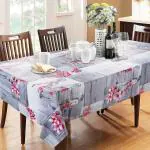 Dakshya Industries Rectangle 6 Seater PVC Waterproof Table Cover Without Lace 59x78 Inch ( Grey )