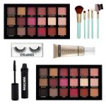 LADYEYE Makeup Kit Combo With 2 Premium Eyeshadow Palette, Waterproof Mascara, Eyelashes, 5 Makeup Brushes & Foundation
