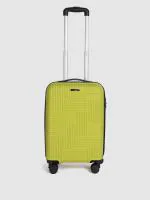 Teakwood Leathers ANDAMAN Textured Zigzag Stripline Unisex Check-in Hardside Cabin Trolley Bag with Secure Number Lock System 360 Degree Rotating 8 Wheels (56 CM, LIME GREEN)