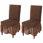 HOKIPO Dining Chair Cover with Frill Skirt Set of 2 (AR-4616-B3*2)