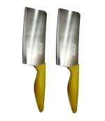 Stainless Steel Wooden Handle Meat Chappad, MultiColour (Pack of 2)