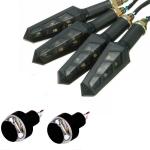 Eshopglee Black Bike Light Combo 2 Handle Lights 4 Duck Indicators Lights (pack of 6)