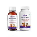 Petvit Dog Calcium Syrup and Palatable Chewable Tablets Combo for All Age Group - 100ml and 60 pcs