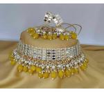 Gyaan Jewels Handmade Alloy Earring and Necklace Set White, Yellow, Gold (Women) (Pack of 1) Free Size