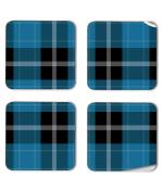 Whats Your Kick Light Blue Check Pattern Design Printed Set of 4 Coaster With Metal Stand