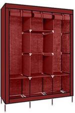 TINNITUS Harm Pvc Red Do-It-Yourself 8-Shelves Collapsible Wardrobe(Red)