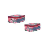 QIPS Multi-Utility Floral Print Travel Pouch, Toiletry Bag, ,Travel kit, Gadget Organiser Bag, Cosmetic Bag, Medicine Bag for Mens and Womens, Red, Pack of 2