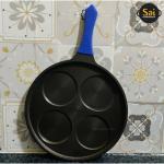 Sai Traditionals Cast Iron Mini Uthappam Pan | Silicon Handle | Pre-Seasoned 12 inch