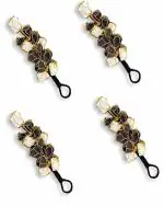 PANAKUMUS Pack of 4 Black Tourmaline and Selenite Rough Chunks Vastu Correction Yin Yang Door Hanging for Protection from Negative Energy & Evil Eyes (Black Tourmaline & Selenite) (4)