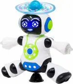 Nexteesh battery operated 360 degree rotating dancing robot with music 3d flashing lights