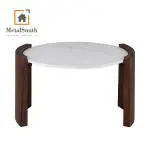 Metalsmith White Wooden Centre Table With Marble Top For Home Decor And Office (Large, Pack Of 1)