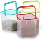 ULTRAZON Square Container for Rice, Flour, Food Grain, Kitchen Storage air Tight Container with Handle ( 3 Kg ) , Pack Of 3