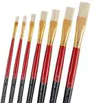 FRKB Natural Hog Flat Hair Paint Brush Set, 7 Piece Set for Oil Painting