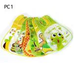 FOK 1 Pc Plastic Waterproof Washable Stylish Printed Baby Bib - Random Color
