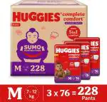 Huggies Wonder Pants Baby Diapers 6 - 7 Months Medium 228 Pieces |Pack of 3