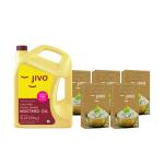 Jivo Kachi Ghani Mustard Oil 5L + Jivo Organic Long Grain Basmati Rice 1 KG (pack of 5)