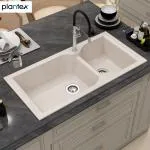 Plantex Quartz Acrylic Kitchen Sink/Undermount Sink for Kitchen/Granite Double Bowl Kitchen Sinks with Coupling (Ultra Brun-40x20 Inches)