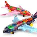 Goyals Multicolor Transparent Mechanical Airplane Toy With Gear Technology 3D Light, Musical Sound And 360 Degree Rotation For Kids