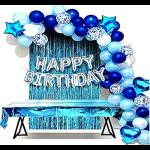 SV Traders Happy Birthday Decoration Blue Silver Theme