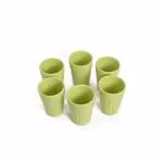 Meraki Mix Green Cutting Chai Cup | Ceramic Tea Cup | Tea Cups | Tea Set of 6 | (110 Ml)
